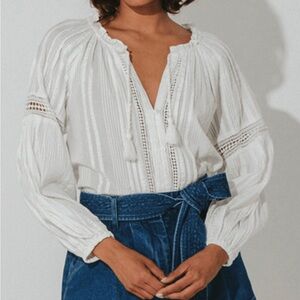 Cleobella Canna Blouse In Ivory Size L